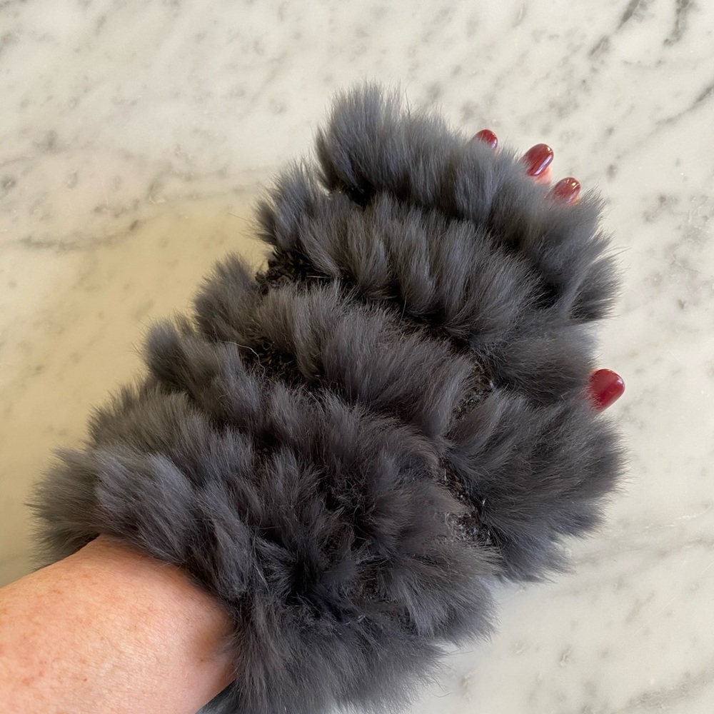 Jocelyn • Fingerless Rabbit Fur Mittens